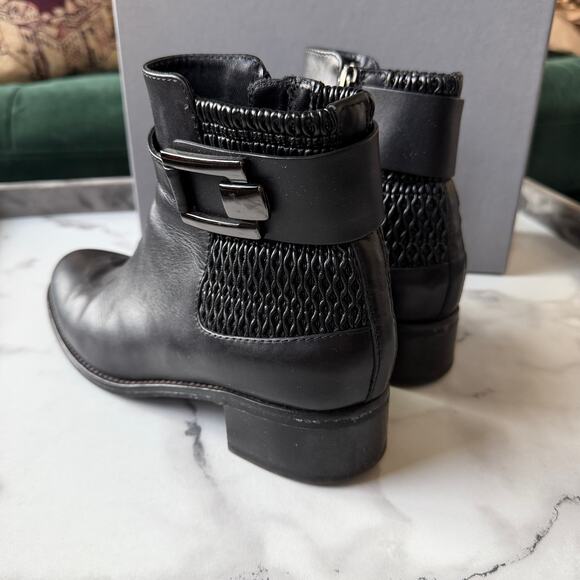 Aquatalia Odette Dry Black Calf Leather Ankle Boots Size 38.5 - Picture 7 of 10